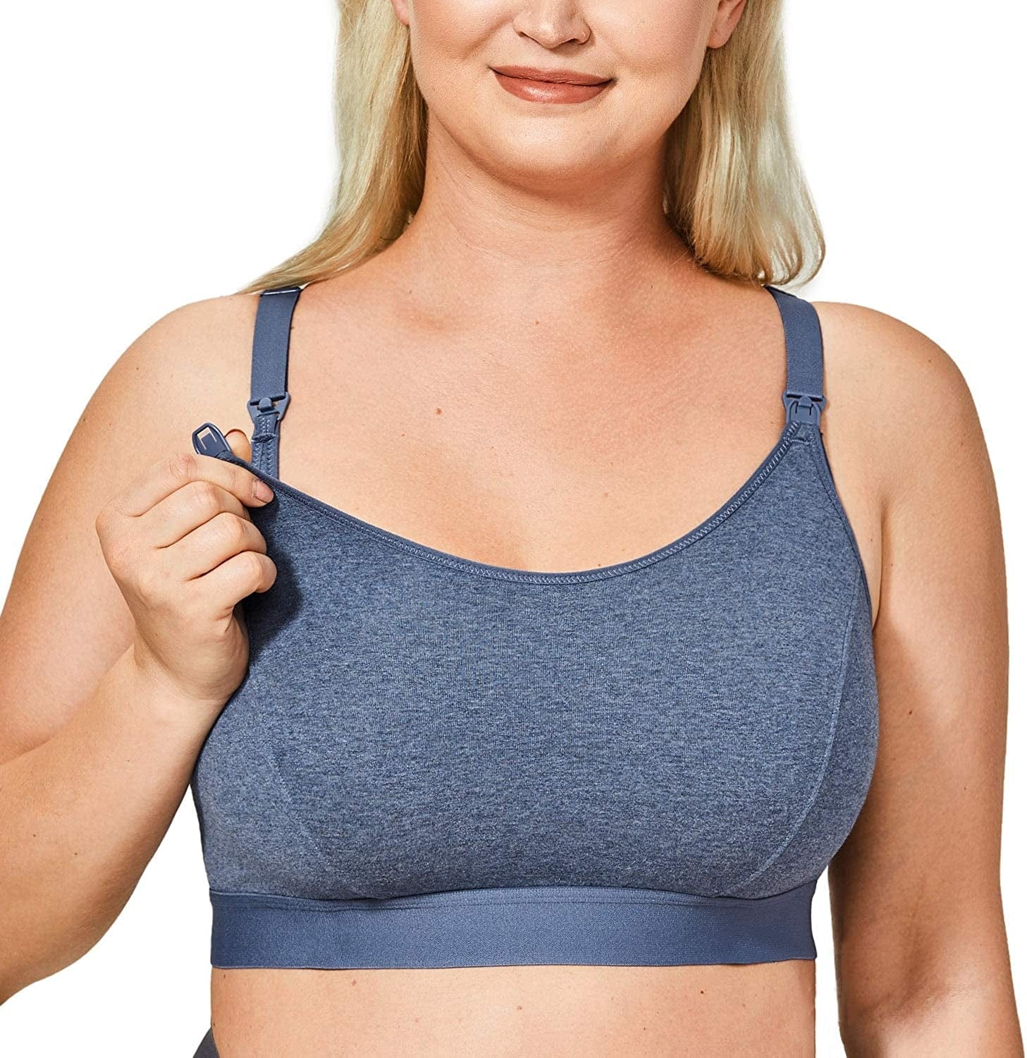 Women'S plus Size Nursing Bra Support Nursing Sports Bra Cotton Breastfeeding Maternity Bras Blue Mist Gray / Small