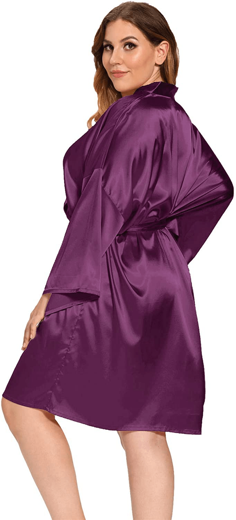 Women'S plus Size Satin Robes plus Size Silky Kimonos Robes Sleepwear,Short Apparel & Accessories > Clothing > Sleepwear & Loungewear > Robes V Vaborous   