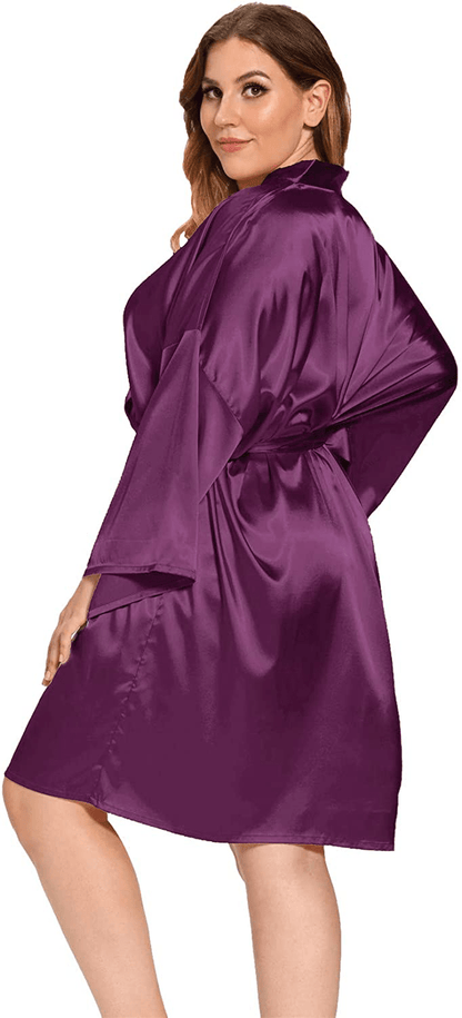Women'S plus Size Satin Robes plus Size Silky Kimonos Robes Sleepwear,Short Apparel & Accessories > Clothing > Sleepwear & Loungewear > Robes V Vaborous   