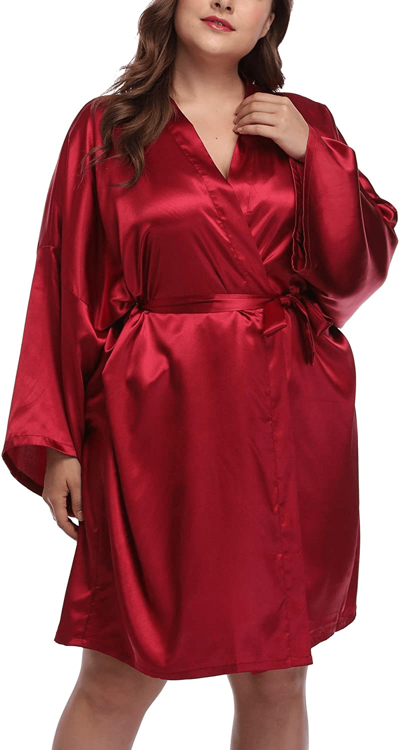 Women'S plus Size Satin Robes Short Silky Bathrobes Wedding Party Dressing Gown Apparel & Accessories > Clothing > Sleepwear & Loungewear > Robes Corset Outlet   