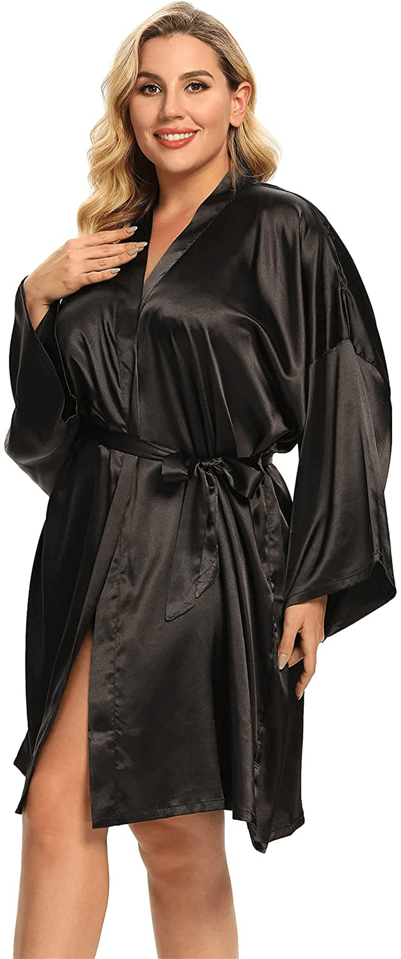 Women'S plus Size Silky Robes plus Size Satin Robes Bridesmaid Robes plus Size Soft Sleepwear (1X-5X) Apparel & Accessories > Clothing > Sleepwear & Loungewear > Robes MizzGenio   