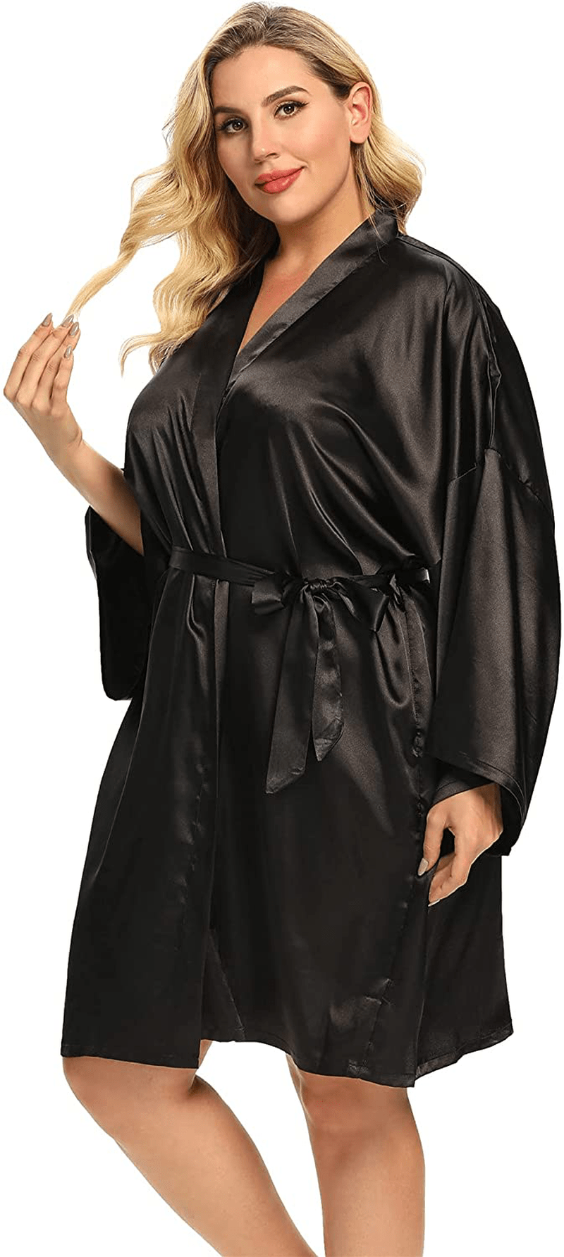 Women'S plus Size Silky Robes plus Size Satin Robes Bridesmaid Robes plus Size Soft Sleepwear (1X-5X) Apparel & Accessories > Clothing > Sleepwear & Loungewear > Robes MizzGenio   