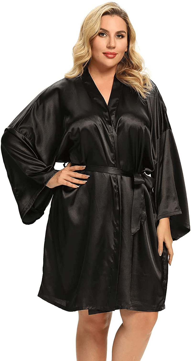 Women'S plus Size Silky Robes plus Size Satin Robes Bridesmaid Robes plus Size Soft Sleepwear (1X-5X) Apparel & Accessories > Clothing > Sleepwear & Loungewear > Robes MizzGenio   
