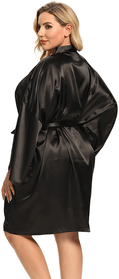 Women'S plus Size Silky Robes plus Size Satin Robes Bridesmaid Robes plus Size Soft Sleepwear (1X-5X) Apparel & Accessories > Clothing > Sleepwear & Loungewear > Robes MizzGenio   