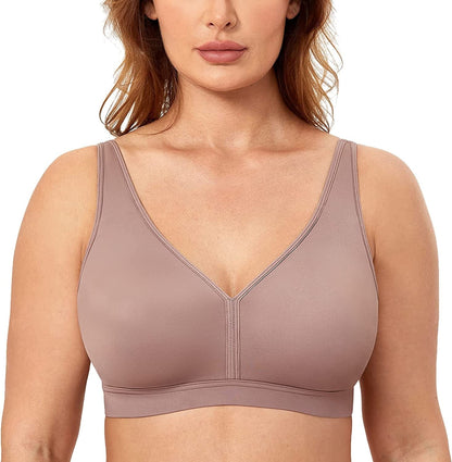 Women'S plus Size Wireless Bra Support Comfort No Padding No Wire Smooth Mochaccino / 46DD