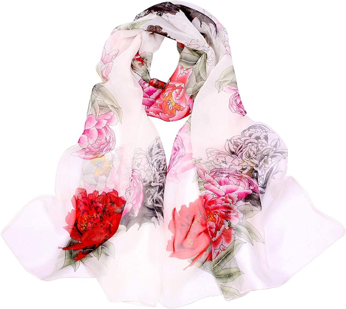Women'S Polyester Chiffon Scarf Neck Fashionable Printing Floral Country Style Lightweight Scarves for Ladies and Girls Apparel & Accessories > Clothing Accessories > Scarves & Shawls Persmileful 15  