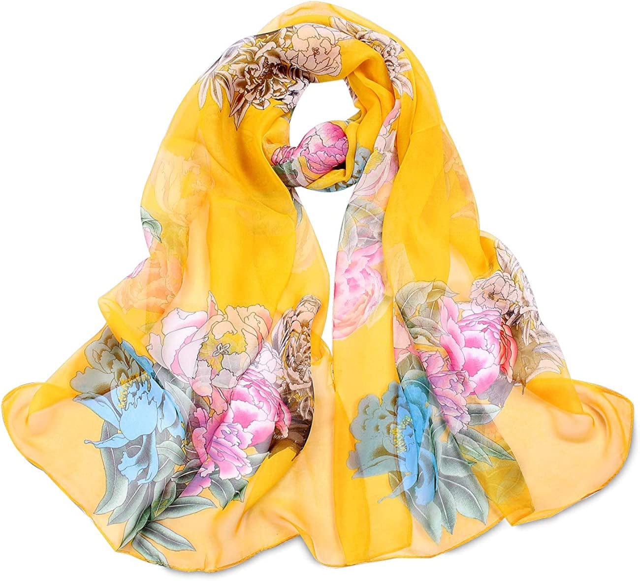 Women'S Polyester Chiffon Scarf Neck Fashionable Printing Floral Country Style Lightweight Scarves for Ladies and Girls Apparel & Accessories > Clothing Accessories > Scarves & Shawls Persmileful 16  