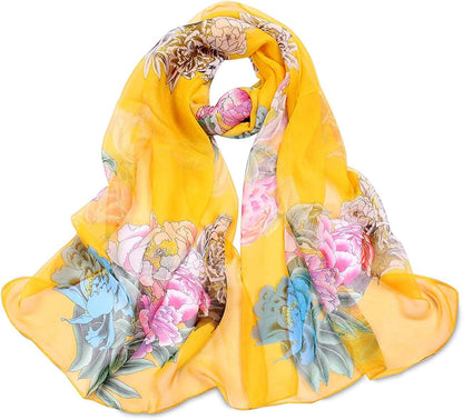 Women'S Polyester Chiffon Scarf Neck Fashionable Printing Floral Country Style Lightweight Scarves for Ladies and Girls Apparel & Accessories > Clothing Accessories > Scarves & Shawls Persmileful 16  