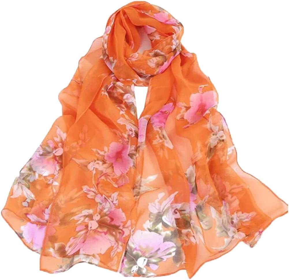 Women'S Polyester Chiffon Scarf Neck Fashionable Printing Floral Country Style Lightweight Scarves for Ladies and Girls Apparel & Accessories > Clothing Accessories > Scarves & Shawls Persmileful 12  