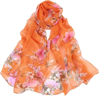 Women'S Polyester Chiffon Scarf Neck Fashionable Printing Floral Country Style Lightweight Scarves for Ladies and Girls Apparel & Accessories > Clothing Accessories > Scarves & Shawls Persmileful 12  