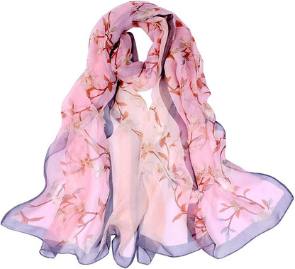 Women'S Polyester Chiffon Scarf Neck Fashionable Printing Floral Country Style Lightweight Scarves for Ladies and Girls Apparel & Accessories > Clothing Accessories > Scarves & Shawls Persmileful 024  
