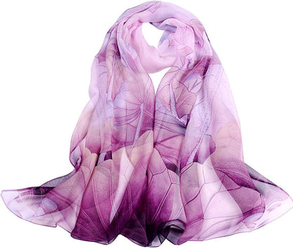 Women'S Polyester Chiffon Scarf Neck Fashionable Printing Floral Country Style Lightweight Scarves for Ladies and Girls Apparel & Accessories > Clothing Accessories > Scarves & Shawls Persmileful 2  