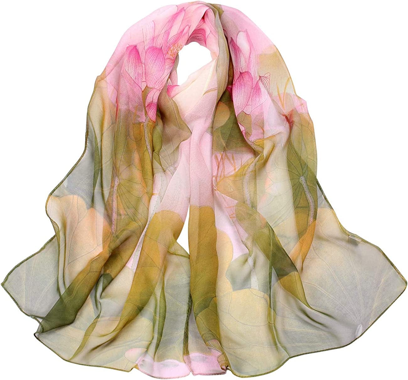 Women'S Polyester Chiffon Scarf Neck Fashionable Printing Floral Country Style Lightweight Scarves for Ladies and Girls Apparel & Accessories > Clothing Accessories > Scarves & Shawls Persmileful 4  