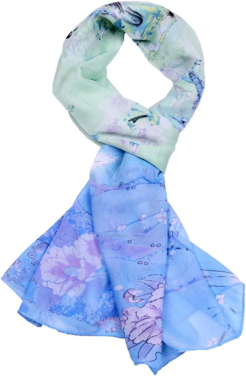Women'S Polyester Chiffon Scarf Neck Fashionable Printing Floral Country Style Lightweight Scarves for Ladies and Girls Apparel & Accessories > Clothing Accessories > Scarves & Shawls Persmileful 001  