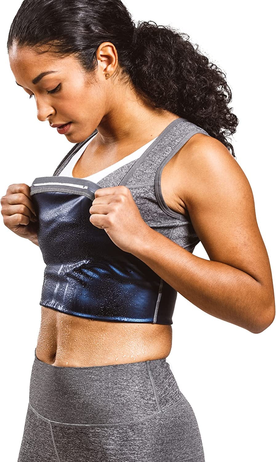 Women'S Premium Workout Tank Top Slimming Polymer Sauna Vest Grey / Large-X-Large