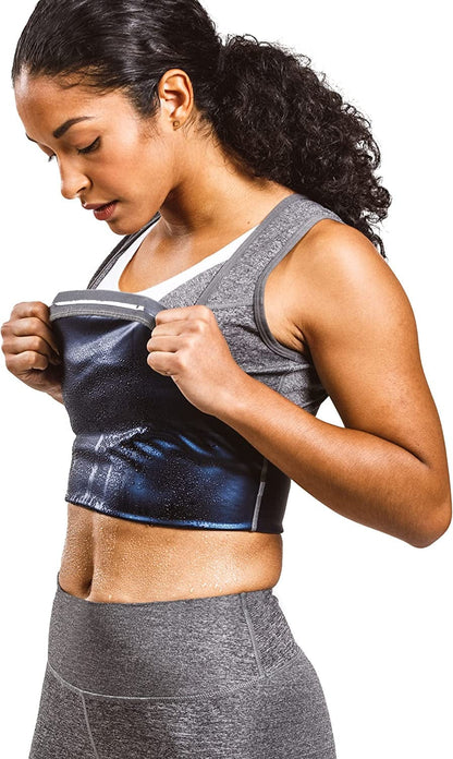 Women'S Premium Workout Tank Top Slimming Polymer Sauna Vest Grey / Large-X-Large
