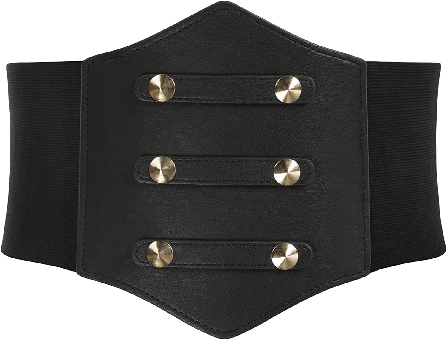 Women'S PU Leather Belt Rivets Wide Waist Stretch Waistband Steampunk Button up Corset Belts Apparel & Accessories > Clothing Accessories > Belts GRACE KARIN A-rivets Black Large 
