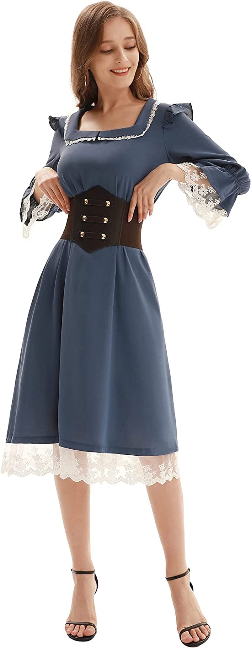 Women'S PU Leather Belt Rivets Wide Waist Stretch Waistband Steampunk Button up Corset Belts Apparel & Accessories > Clothing Accessories > Belts GRACE KARIN   