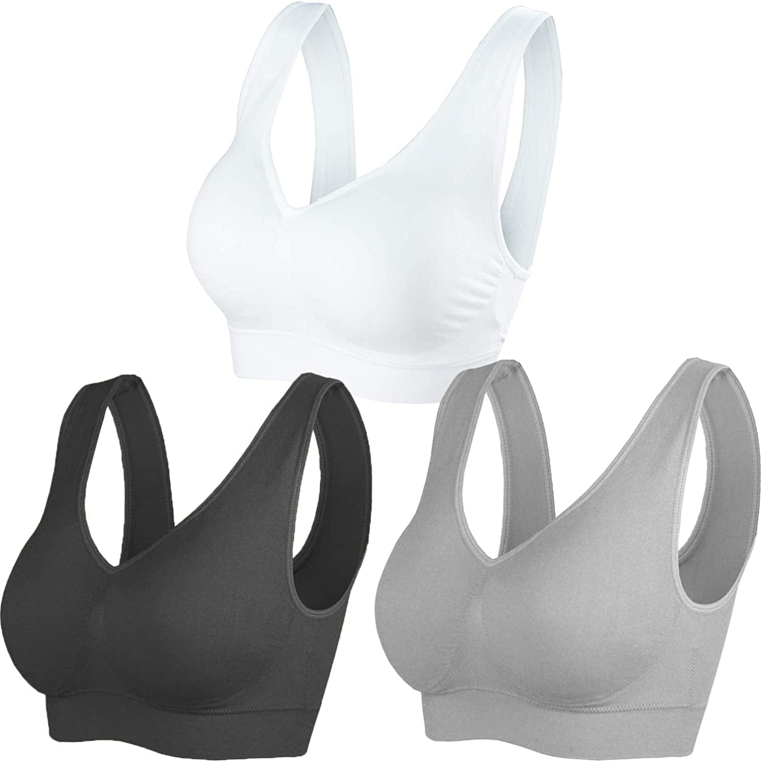 Women'S Pull on Style Seamless Comfortable Wire-Free Yoga Bra with Removable Pads Ca-222-02 / Large