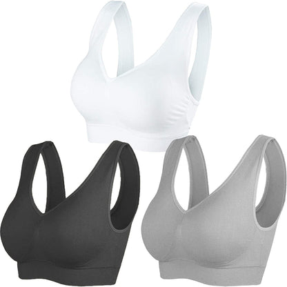 Women'S Pull on Style Seamless Comfortable Wire-Free Yoga Bra with Removable Pads Ca-222-02 / Large