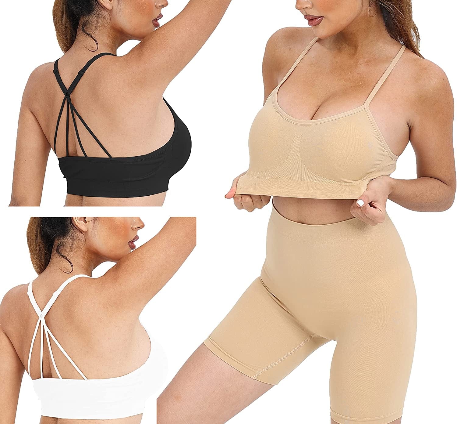 Women'S Pull on Style Seamless Comfortable Wire-Free Yoga Bra with Removable Pads Red-blue-purple / Large