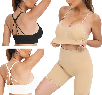 Women'S Pull on Style Seamless Comfortable Wire-Free Yoga Bra with Removable Pads Red-blue-purple / Large