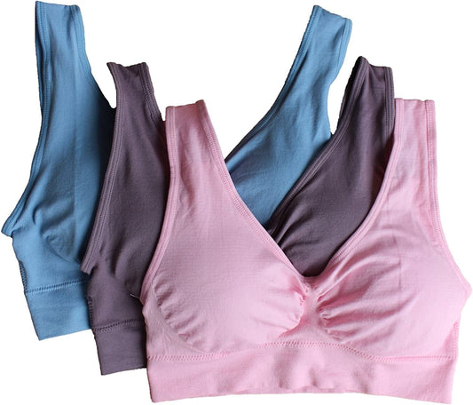 Women'S Pull on Style Seamless Comfortable Wire-Free Yoga Bra with Removable Pads Ca-222-03 / 3X-Large