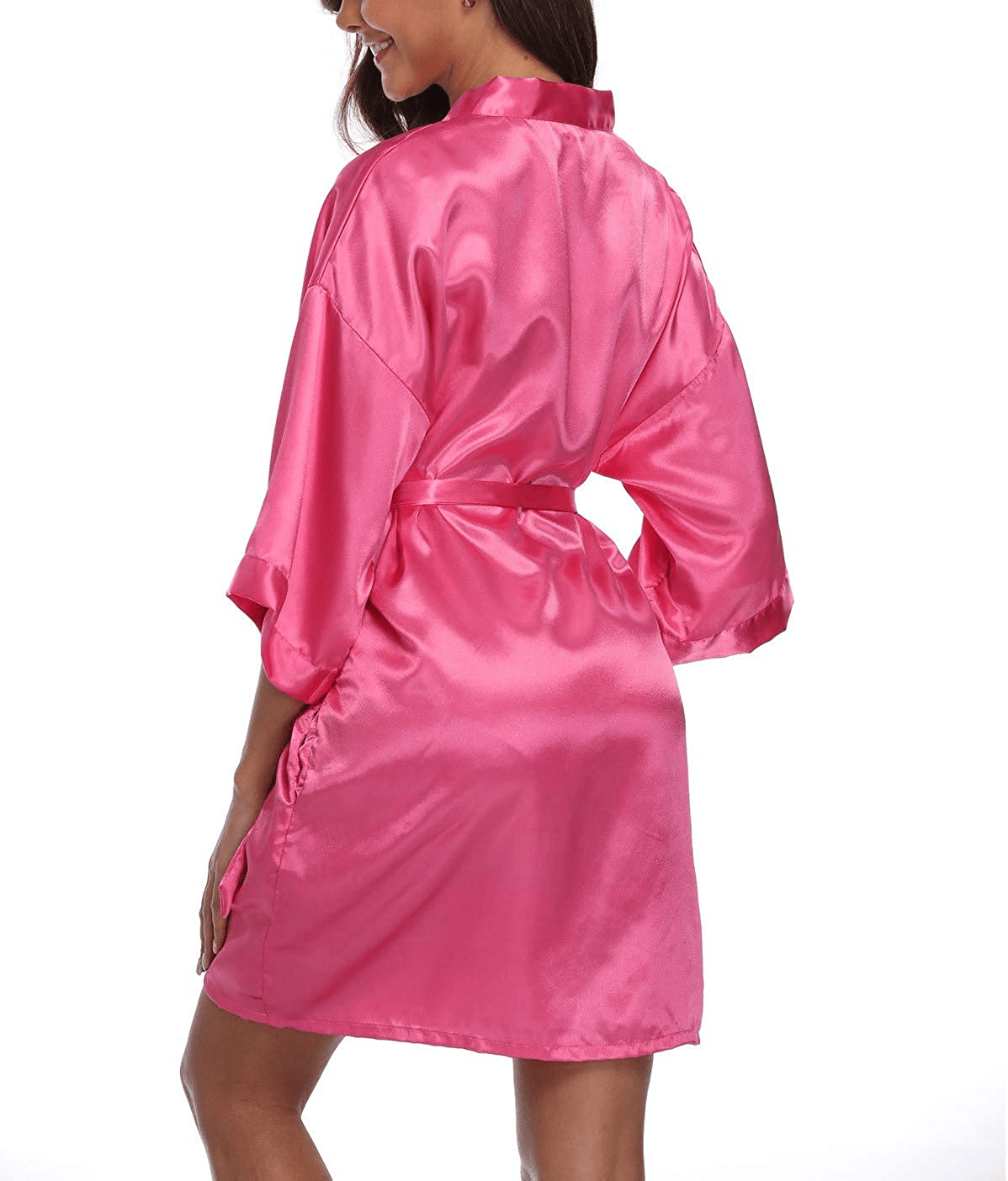 Women'S Pure Color Satin Robes Short Kimono Bathrobes Silky Sleepwear for Bride Bridesmaid Apparel & Accessories > Clothing > Sleepwear & Loungewear > Robes VOGTORY   