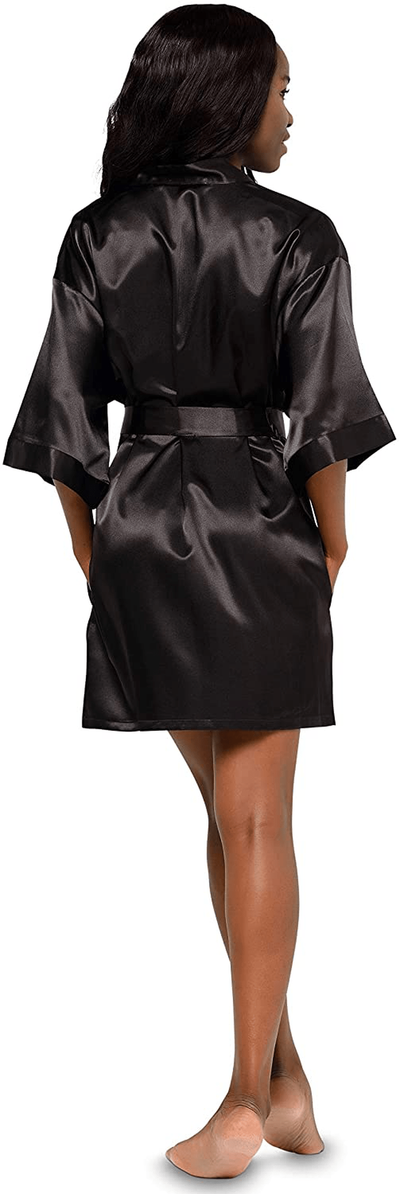 Women'S Pure Color Satin Short Kimono Bridesmaids Lingerie Robes Apparel & Accessories > Clothing > Sleepwear & Loungewear > Robes Turquaz Linen   