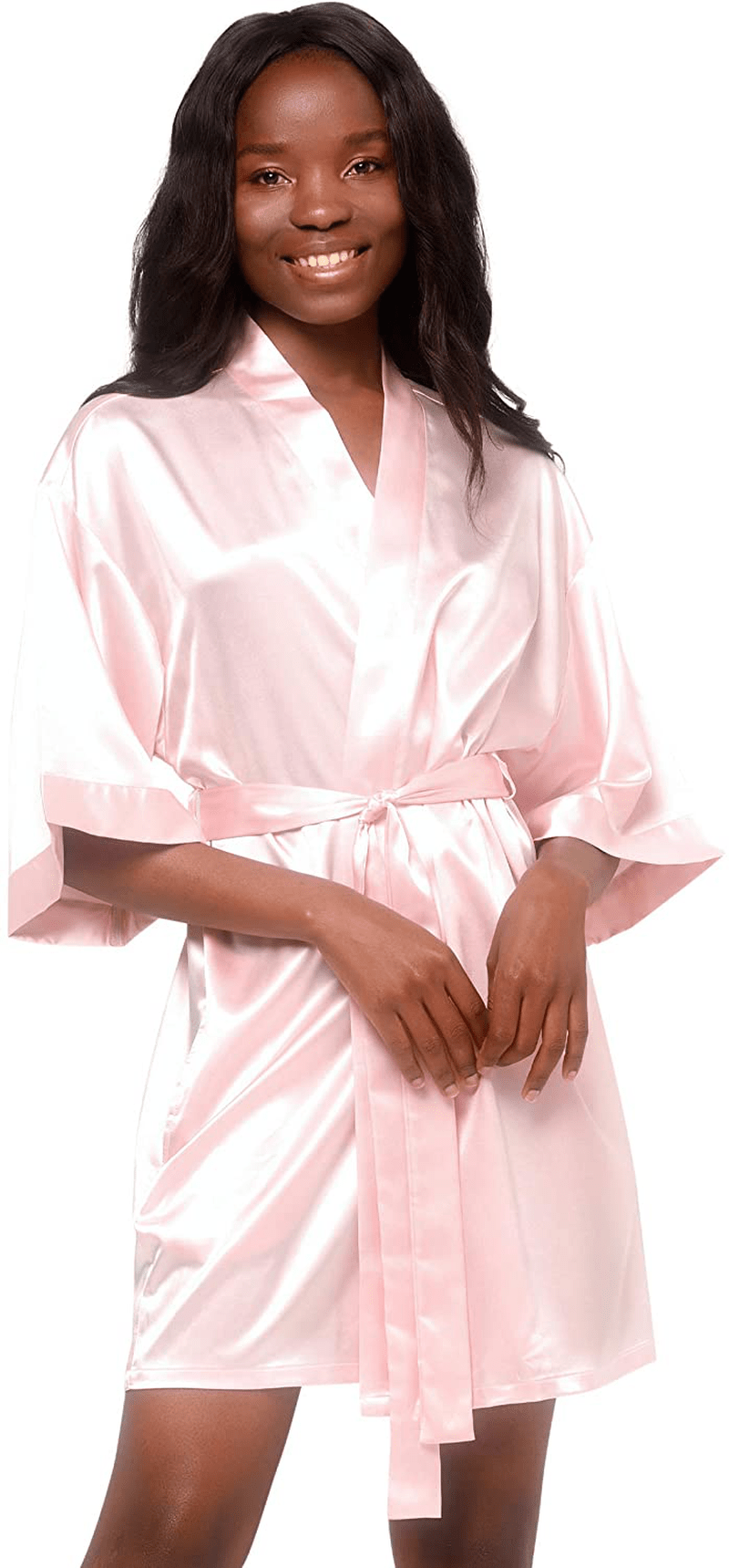 Women'S Pure Color Satin Short Kimono Bridesmaids Lingerie Robes Apparel & Accessories > Clothing > Sleepwear & Loungewear > Robes Turquaz Linen   
