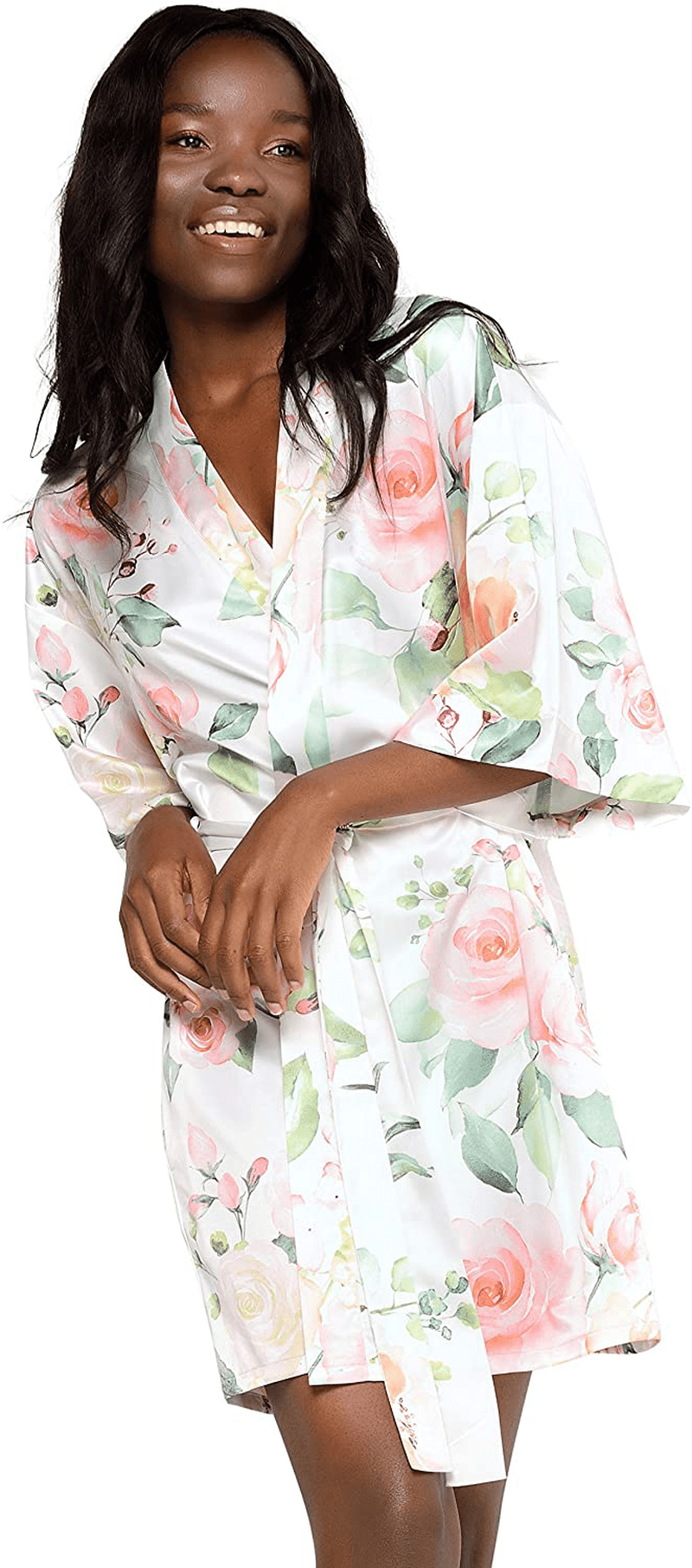 Women'S Pure Color Satin Short Kimono Bridesmaids Lingerie Robes Apparel & Accessories > Clothing > Sleepwear & Loungewear > Robes Turquaz Linen Carmen Floral Large 