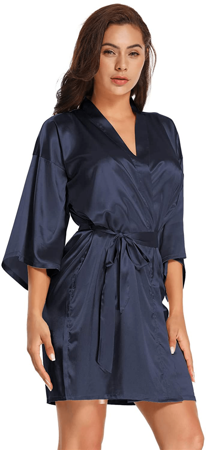 Women'S Pure Short Satin Robes Bridesmaid and Bride Silky Robes Summer Sleepwear Apparel & Accessories > Clothing > Sleepwear & Loungewear > Robes MizzGenio   