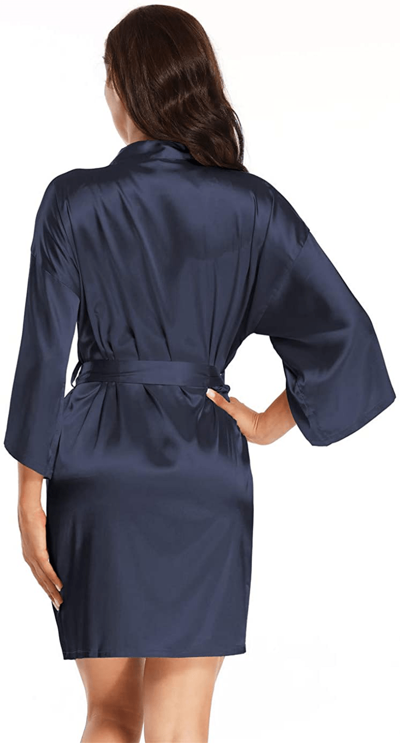 Women'S Pure Short Satin Robes Bridesmaid and Bride Silky Robes Summer Sleepwear Apparel & Accessories > Clothing > Sleepwear & Loungewear > Robes MizzGenio   