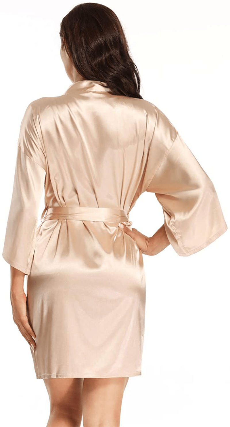 Women'S Pure Short Satin Robes Bridesmaid and Bride Silky Robes Summer Sleepwear Apparel & Accessories > Clothing > Sleepwear & Loungewear > Robes MizzGenio   