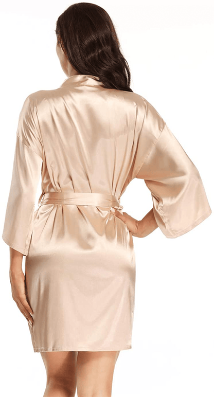 Women'S Pure Short Satin Robes Bridesmaid and Bride Silky Robes Summer Sleepwear Apparel & Accessories > Clothing > Sleepwear & Loungewear > Robes MizzGenio   