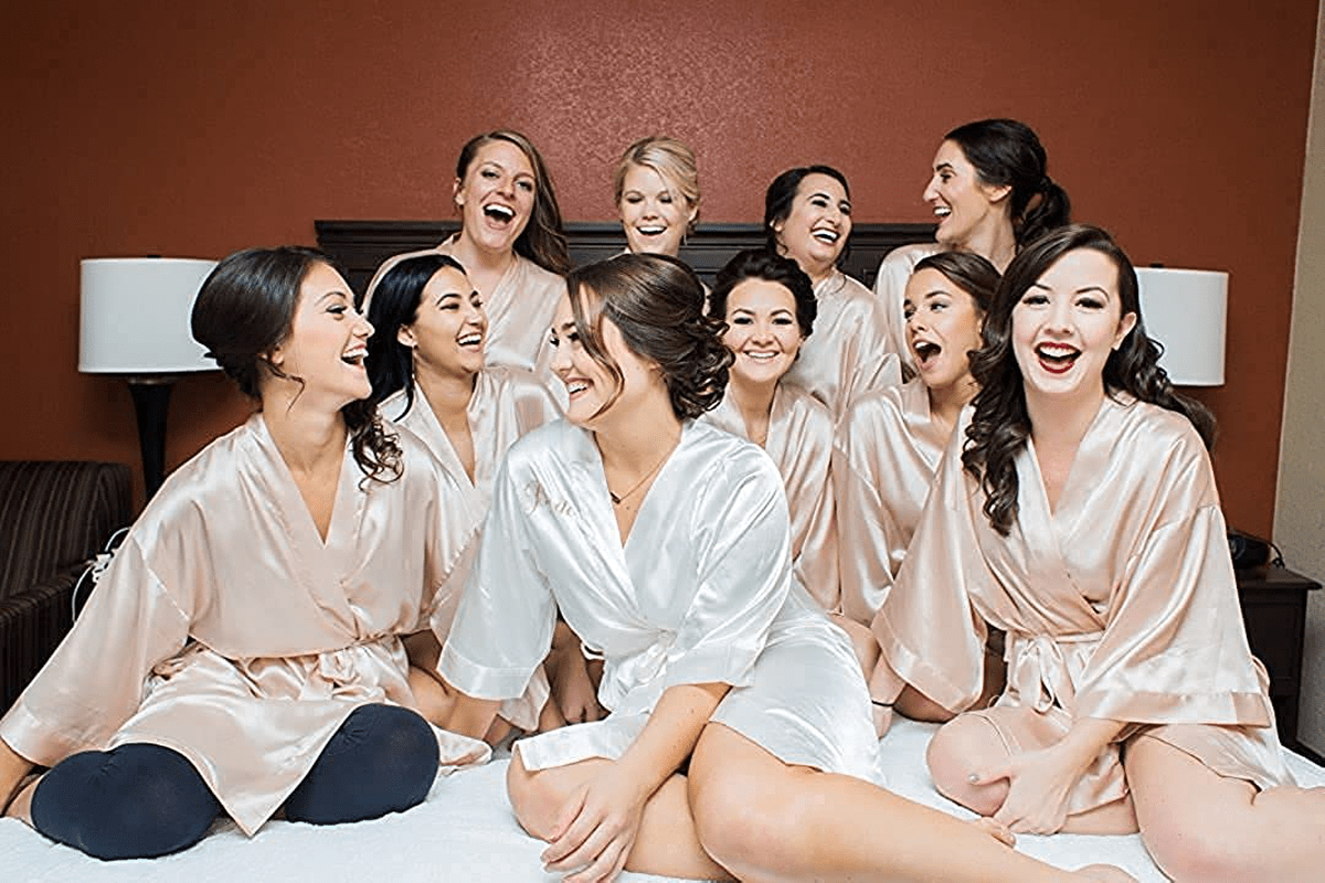 Women'S Pure Short Satin Robes Bridesmaid and Bride Silky Robes Summer Sleepwear Apparel & Accessories > Clothing > Sleepwear & Loungewear > Robes MizzGenio   