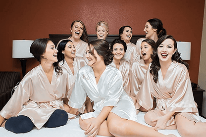 Women'S Pure Short Satin Robes Bridesmaid and Bride Silky Robes Summer Sleepwear Apparel & Accessories > Clothing > Sleepwear & Loungewear > Robes MizzGenio   