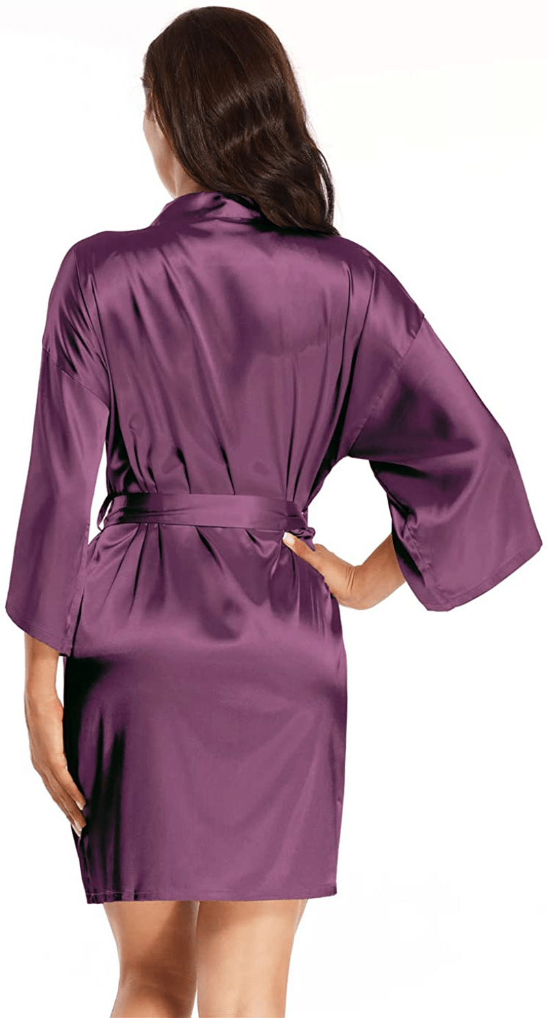 Women'S Pure Short Satin Robes Bridesmaid and Bride Silky Robes Summer Sleepwear Apparel & Accessories > Clothing > Sleepwear & Loungewear > Robes MizzGenio   
