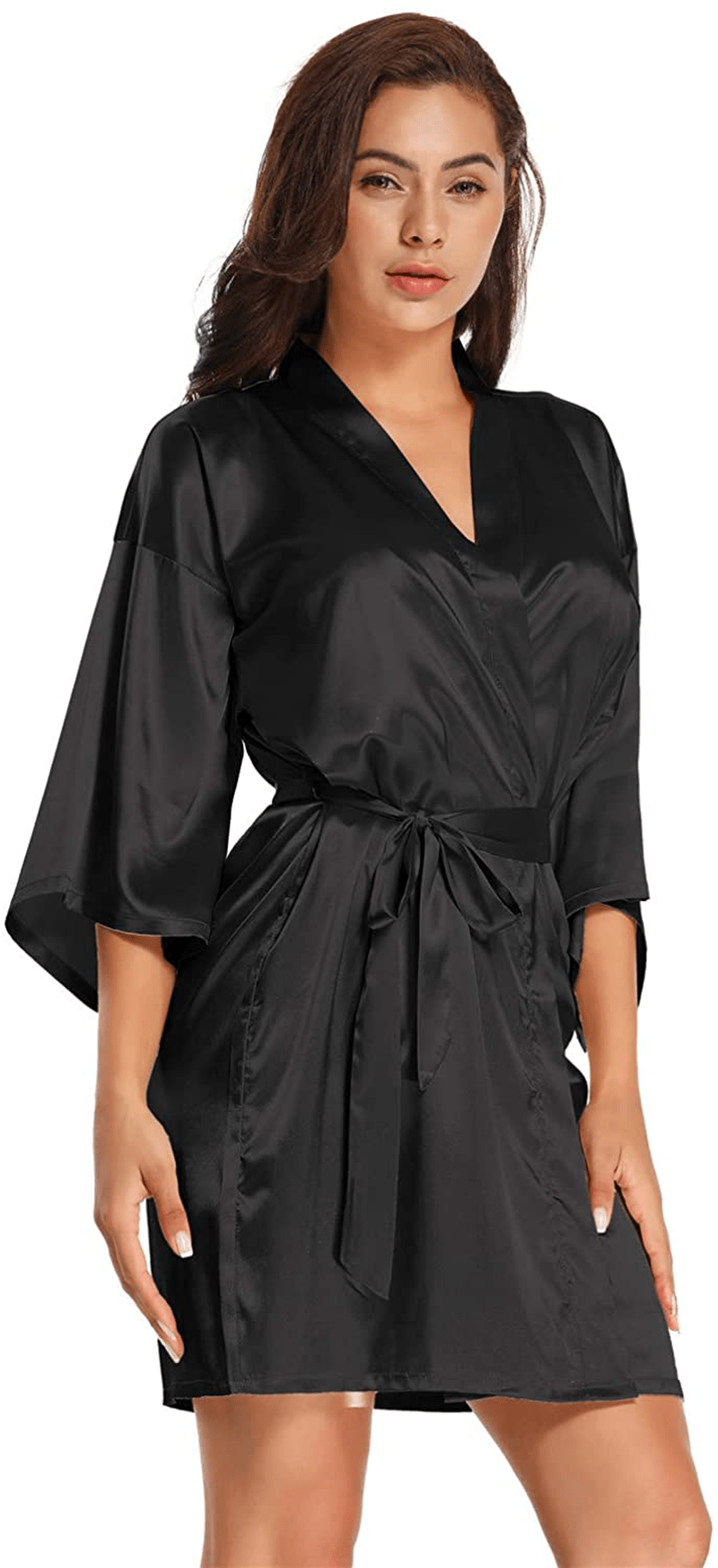 Women'S Pure Short Satin Robes Bridesmaid and Bride Silky Robes Summer Sleepwear Apparel & Accessories > Clothing > Sleepwear & Loungewear > Robes MizzGenio   