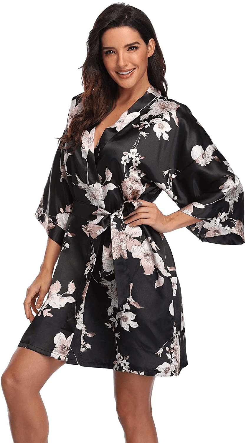 Women'S Pure Short Silky Robes Bridesmaid Bride Party Satin Robes Sleepwear Apparel & Accessories > Clothing > Sleepwear & Loungewear > Robes Super Shopping-zone   