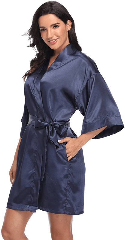 Women'S Pure Short Silky Robes Bridesmaid Bride Party Satin Robes Sleepwear Apparel & Accessories > Clothing > Sleepwear & Loungewear > Robes Super Shopping-zone   