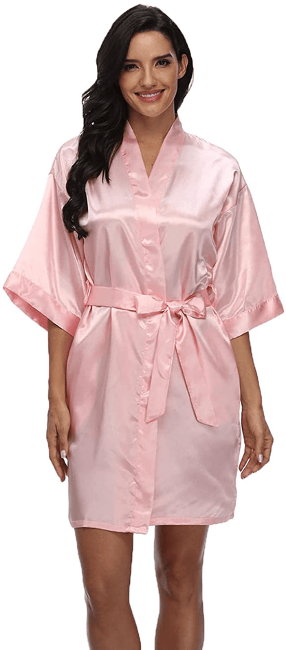 Women'S Pure Short Silky Robes Bridesmaid Bride Party Satin Robes Sleepwear Apparel & Accessories > Clothing > Sleepwear & Loungewear > Robes Super Shopping-zone Pink2 Small 