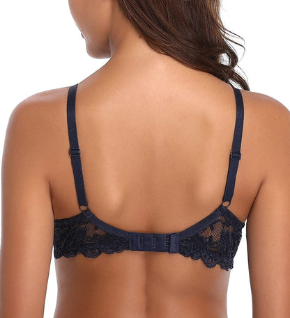 Women’S Push up Lace Bra Comfort Padded Underwire Bra Lift up Add One Cup