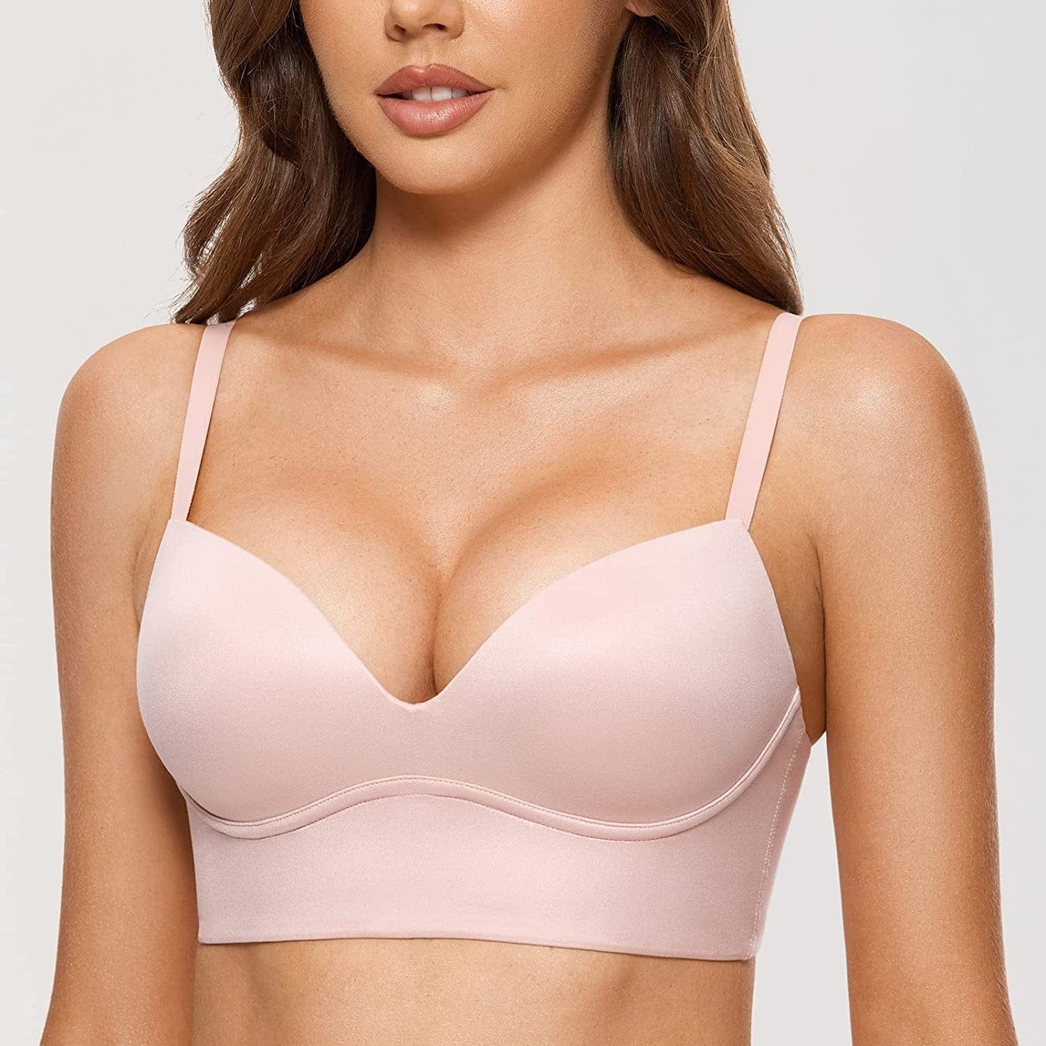 Women'S Push up Wireless Bra Padded T Shirt Bras No Underwire Plunge