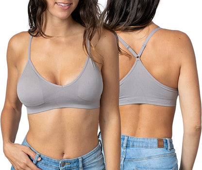 Women'S Racerback Bralette Sexy Everyday Basic Deep V-Neck Wireless W/Removable Padding Bra 1 Pc -Mocha / Small