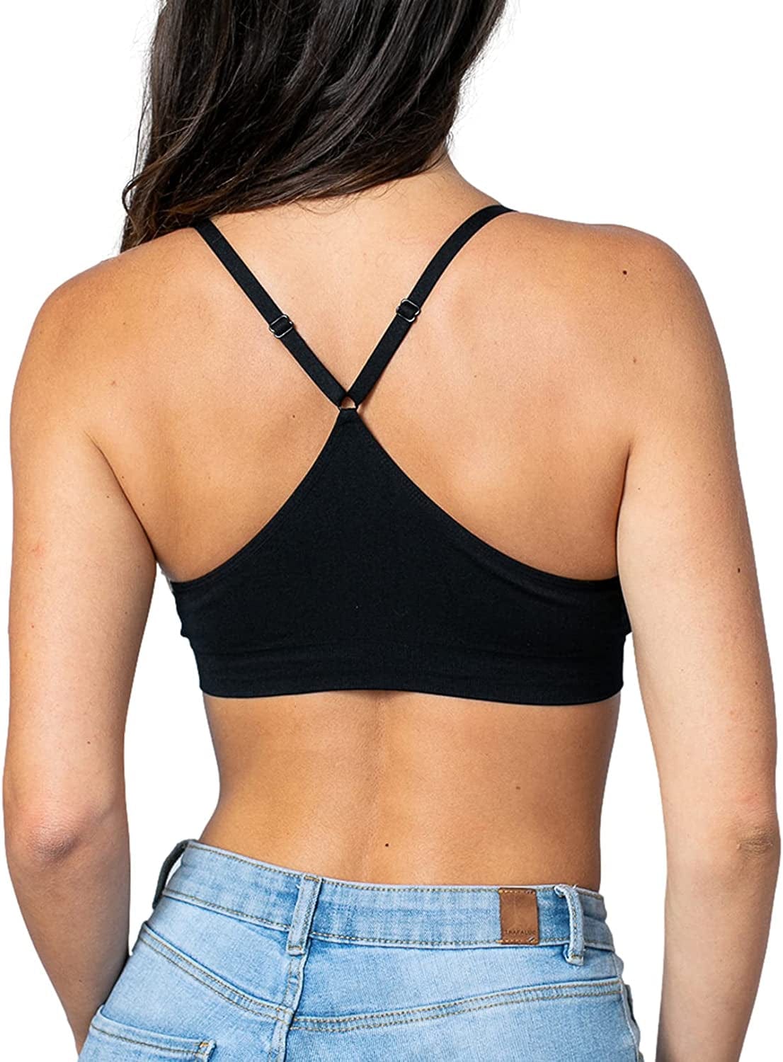 Women'S Racerback Bralette Sexy Everyday Basic Deep V-Neck Wireless W/Removable Padding Bra