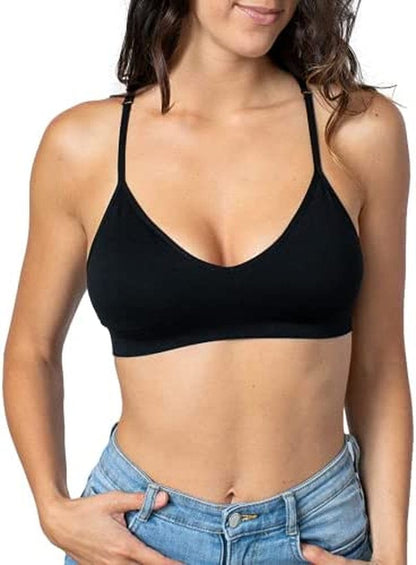 Women'S Racerback Bralette Sexy Everyday Basic Deep V-Neck Wireless W/Removable Padding Bra