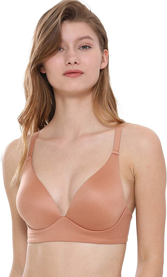 Women'S Racerback Bralette Wireless Plunge Triangle Lightly Padded Bra Sun Kissed / 34B