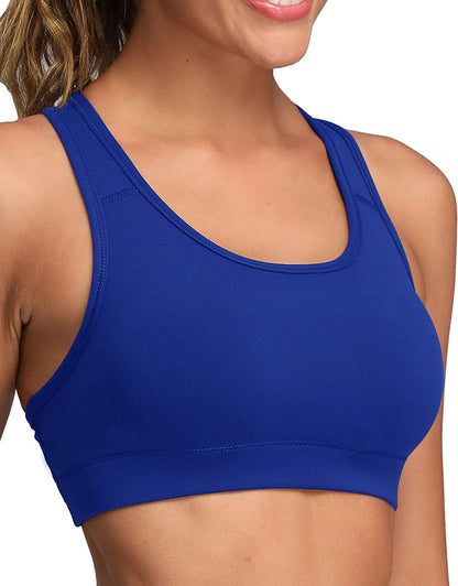 Women'S Racerback Sports Fitness Support Workout Running Bras Dream Blue / Large