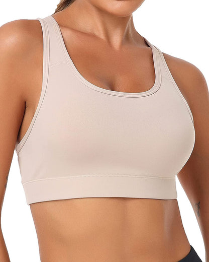 Women'S Racerback Sports Fitness Support Workout Running Bras Khaki / X-Large